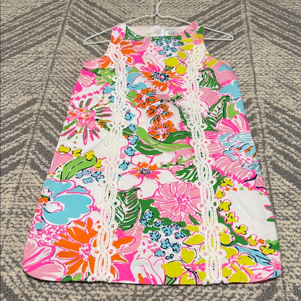 Lilly Pulitzer Nosey Posey Floral Sleeveless Dress and Lacey Embroidered Accents
